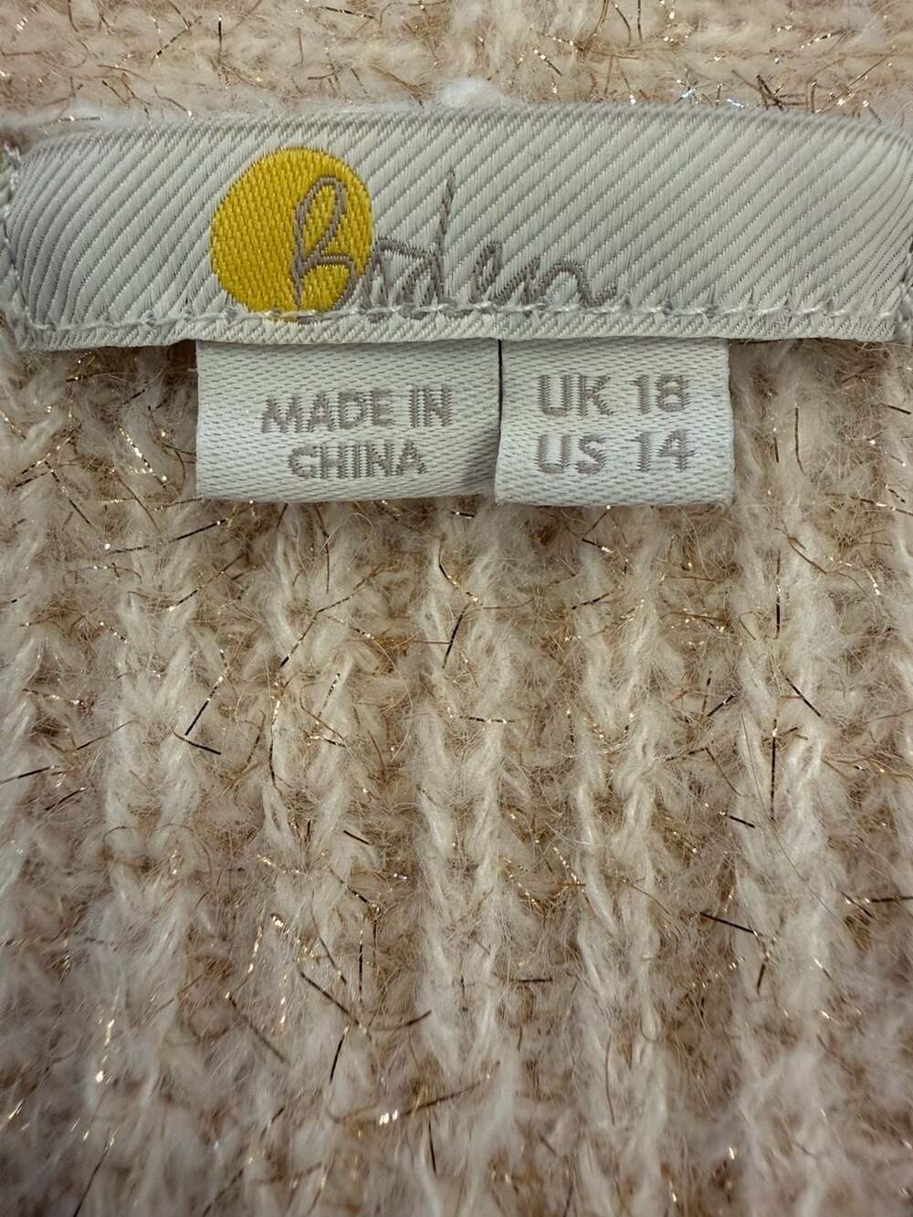 Boden Shimmer Ribbed V-Neck Sweater Size US 14 - Picture 2 of 5